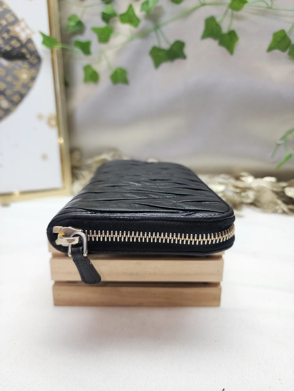 Authentic Miu Miu Nappa Matelasse Lux Full Zip Around Wallet Black WITH COA